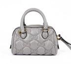 Gucci GG Matelassé Leather 2-Way Handbag Grey Gold Hardware 702251