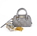 Gucci GG Matelassé Leather 2-Way Handbag Grey Gold Hardware 702251