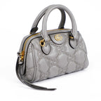 Gucci GG Matelassé Leather 2-Way Handbag Grey Gold Hardware 702251