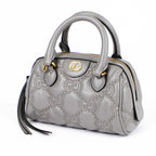 Gucci GG Matelassé Leather 2-Way Handbag Grey Gold Hardware 702251