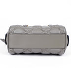 Gucci GG Matelassé Leather 2-Way Handbag Grey Gold Hardware 702251