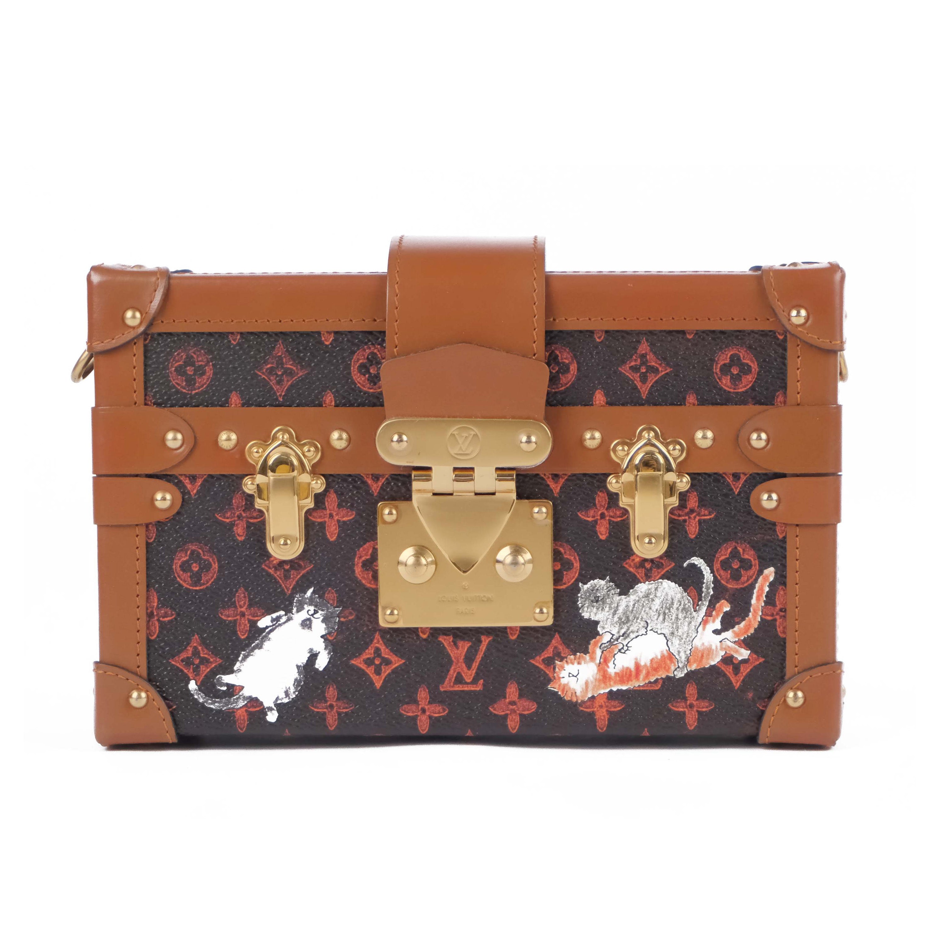 Louis Vuitton Catgram Transformed Monogram Petite Malle Trunk Bag - M44407 Rare Collectors Piece