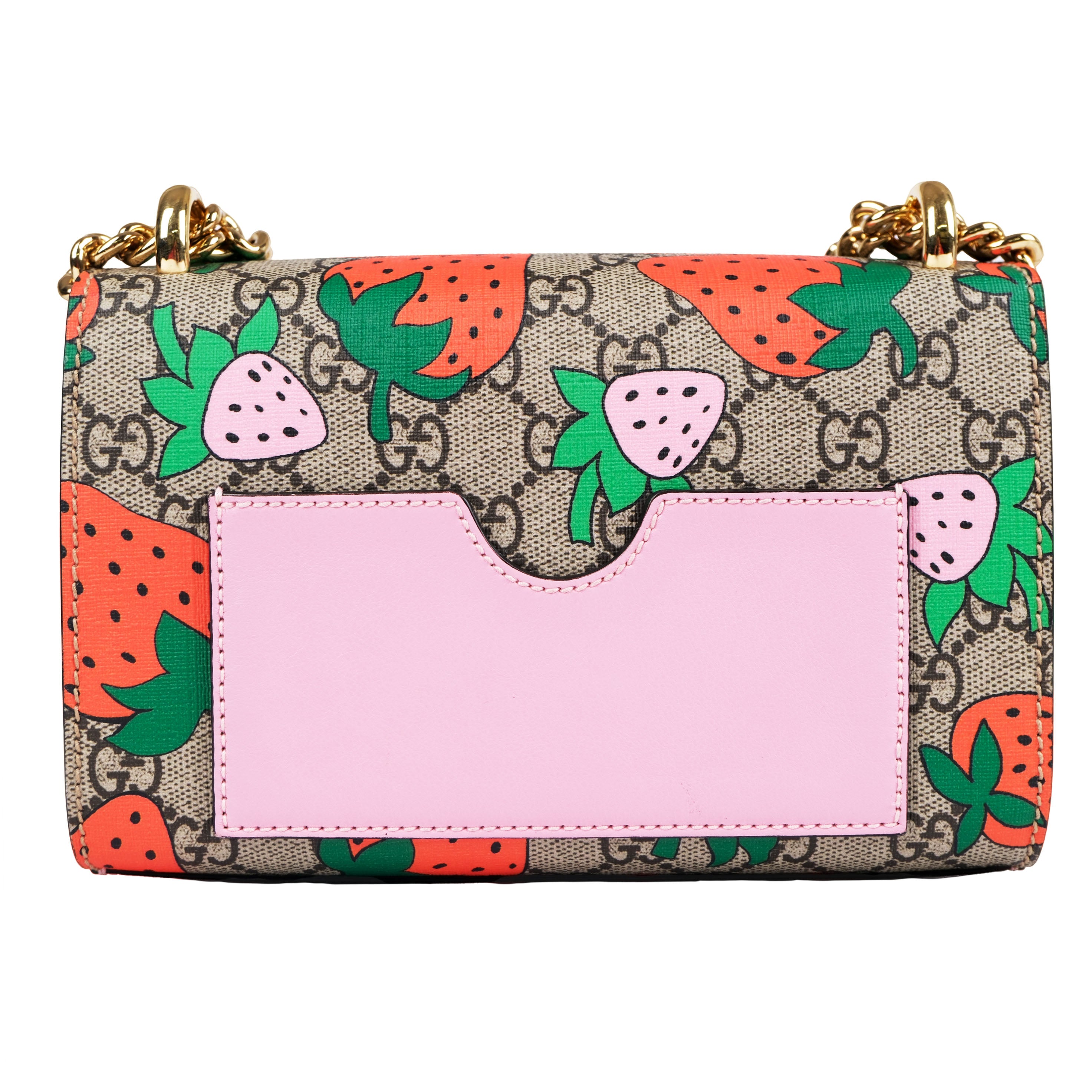 Gucci Padlock Strawberry GG Supreme Shoulder Bag
