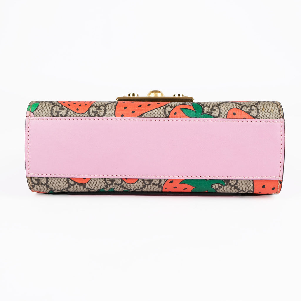 Gucci Padlock Strawberry GG Supreme Shoulder Bag