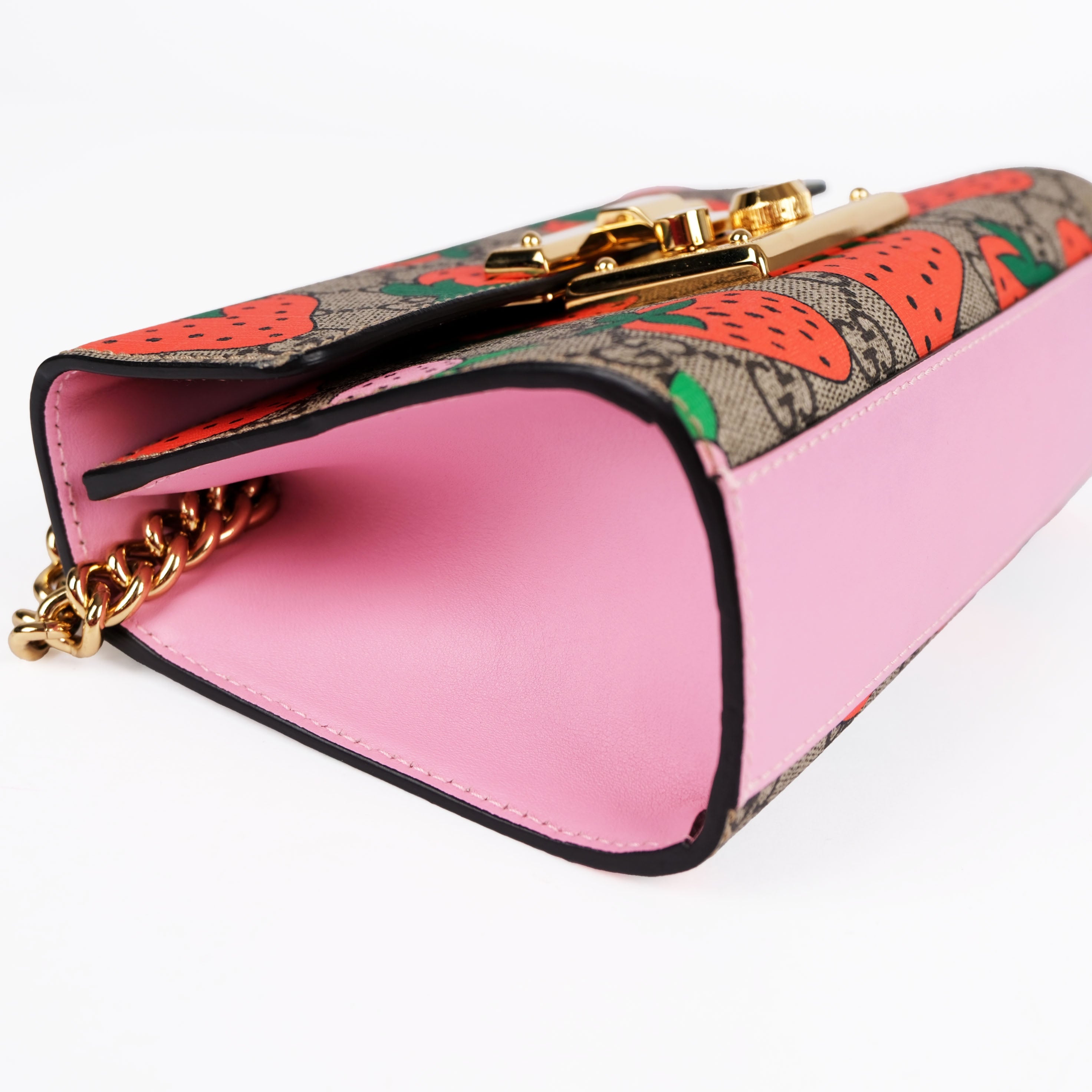 Gucci Padlock Strawberry GG Supreme Shoulder Bag