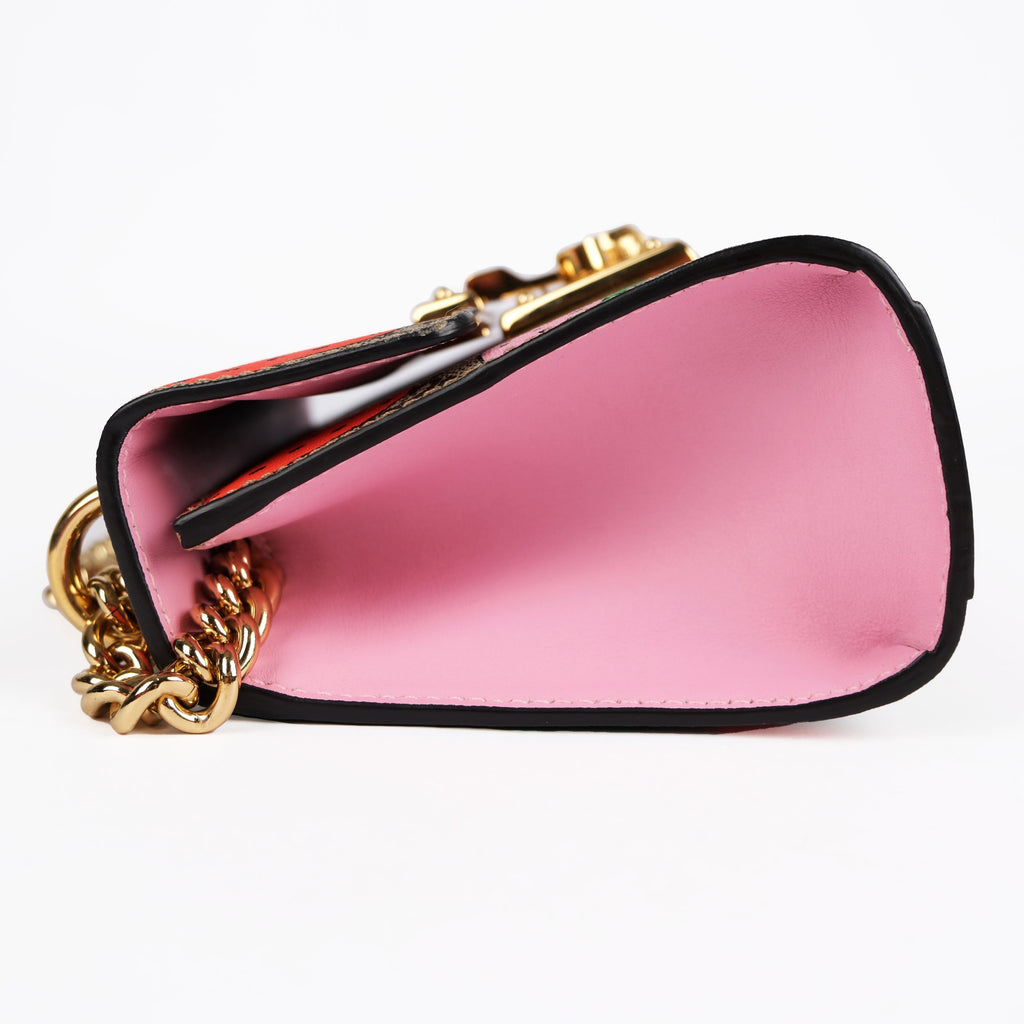 Gucci Padlock Strawberry GG Supreme Shoulder Bag