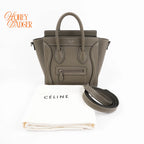 Celine Luggage Nano Grained Calfskin Taupe Rank A