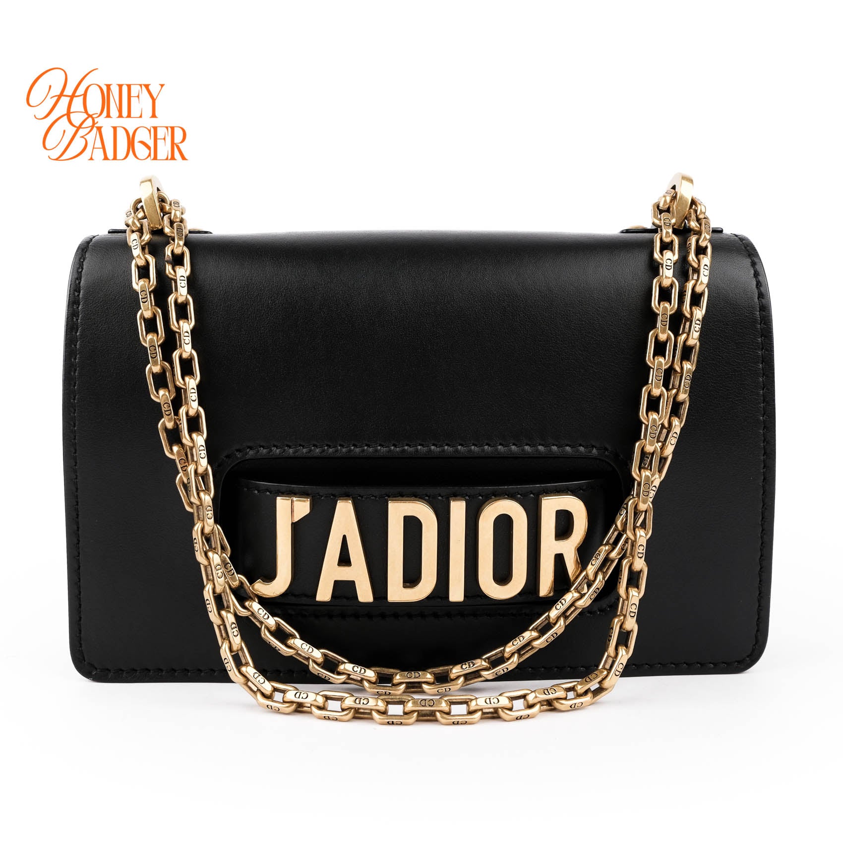 Christian Dior J'ADIOR Flap Bag Medium Smooth Black Leather Gold Hardware M9000