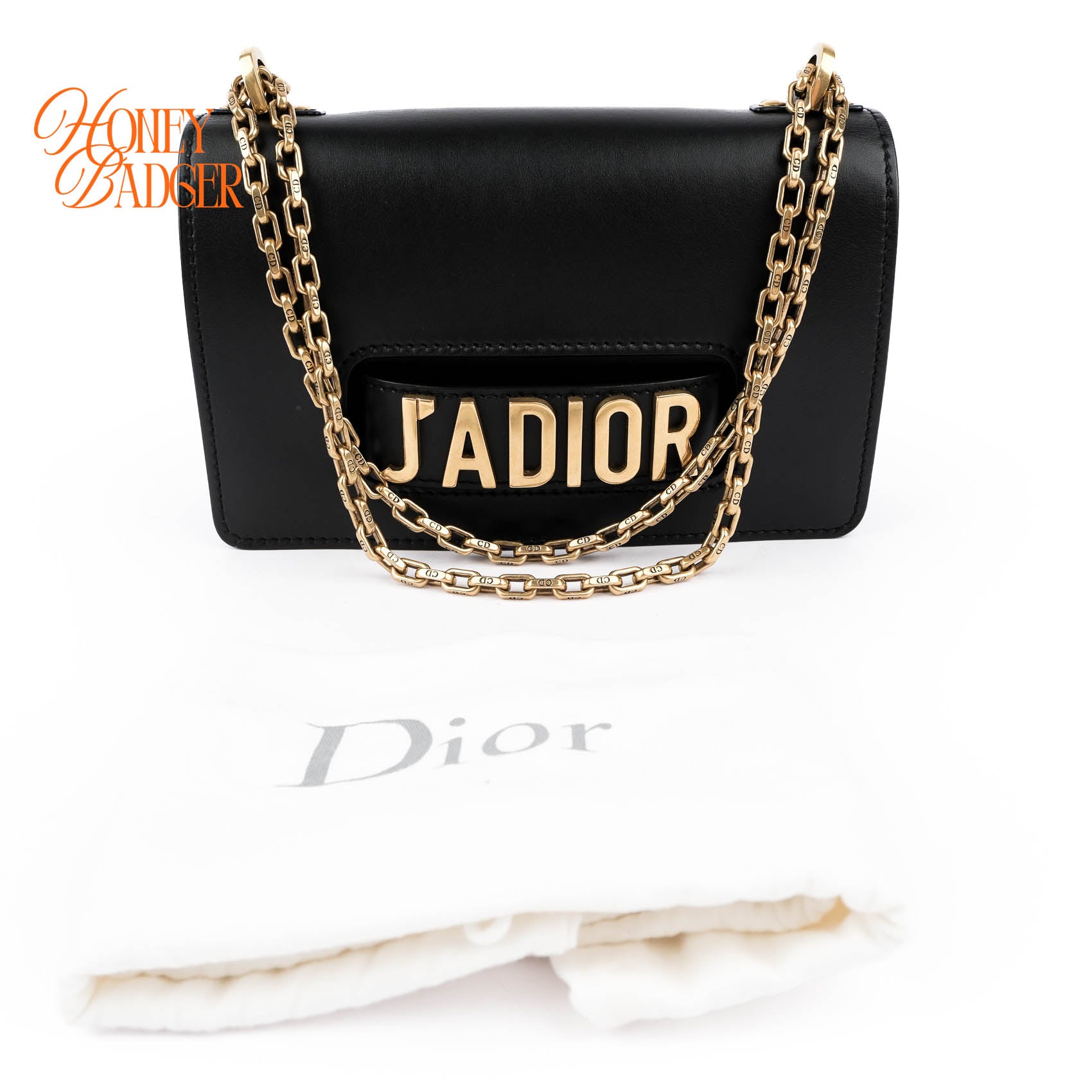 Christian Dior J'ADIOR Flap Bag Medium Smooth Black Leather Gold Hardware M9000