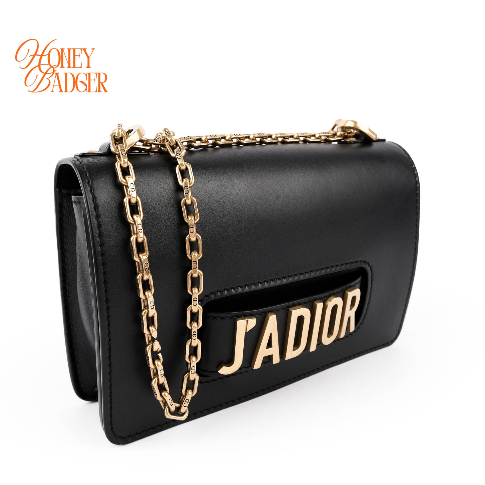 Christian Dior J'ADIOR Flap Bag Medium Smooth Black Leather Gold Hardware M9000