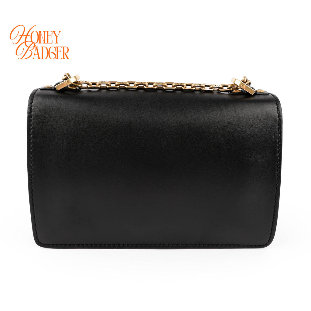 Christian Dior J'ADIOR Flap Bag Medium Smooth Black Leather Gold Hardware M9000