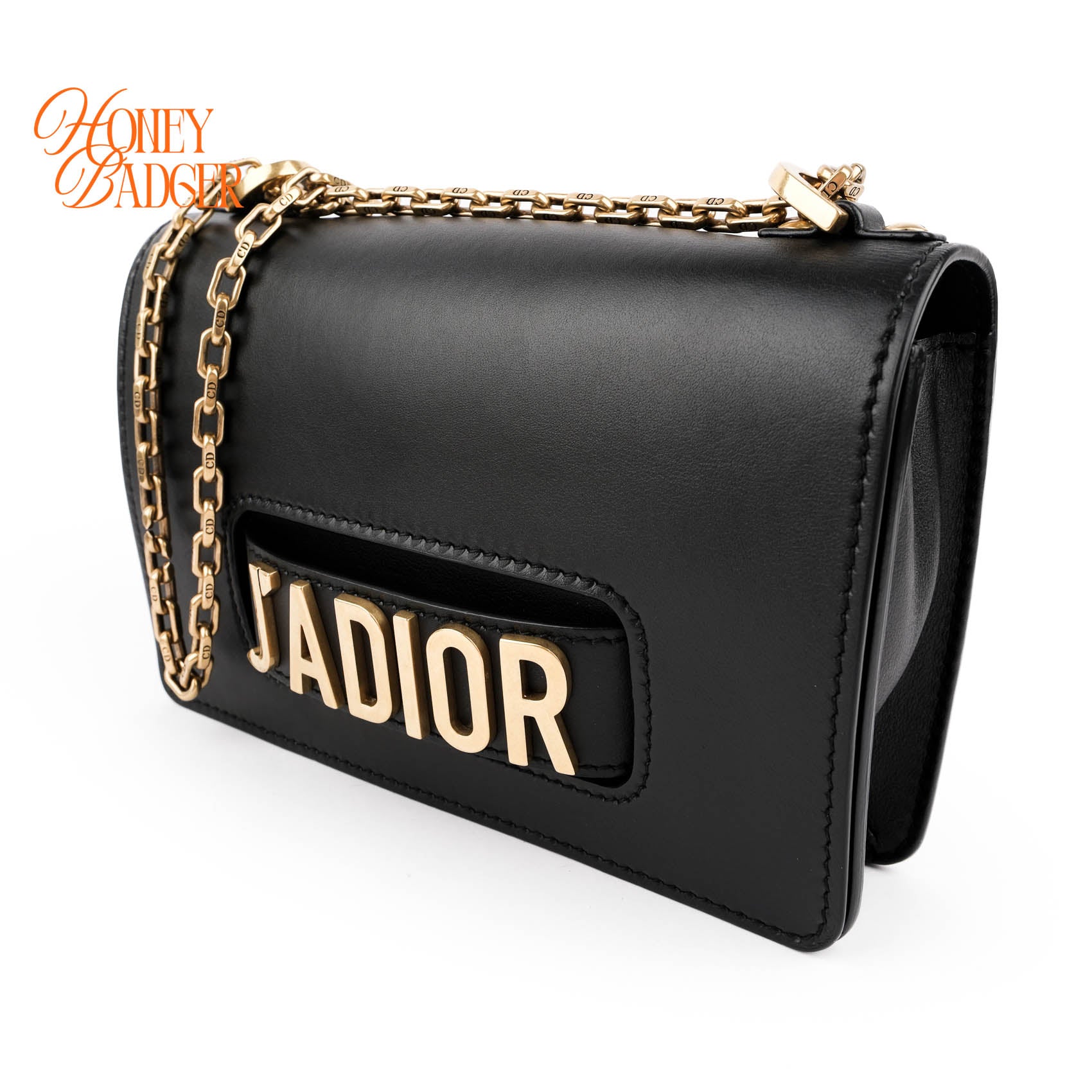 Christian Dior J'ADIOR Flap Bag Medium Smooth Black Leather Gold Hardware M9000