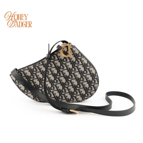 Dior Saddle Slim Pouch Mini Crossbody Blue Oblique Jacquard Gold Hardware