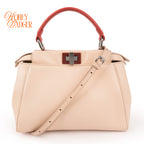 Fendi Peekaboo Iconic Mini Tricolor Beige Red Yellow Leather 2WAY Bag