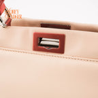 Fendi Peekaboo Iconic Mini Tricolor Beige Red Yellow Leather 2WAY Bag