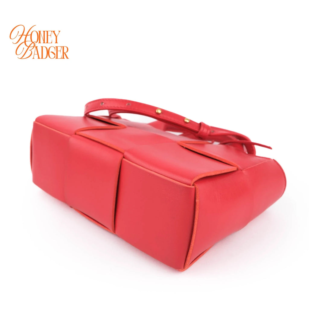 Bottega Veneta Arco Tote Mini Intrecciato Leather Red 2WAY Bag
