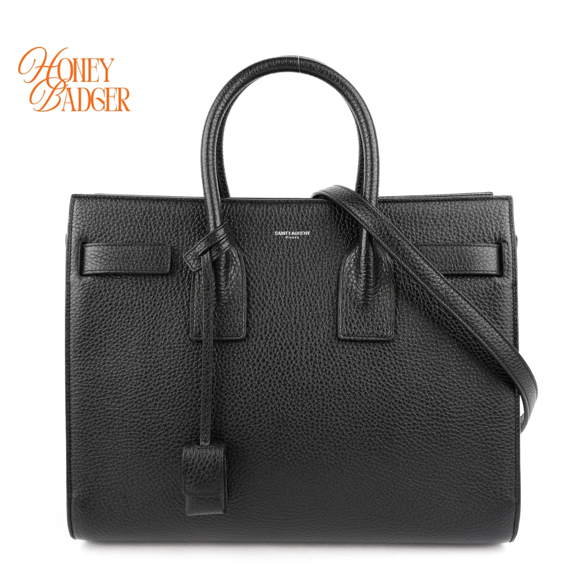 Saint Laurent Sac de Jour Medium Grained Leather Black 2-Way Bag Rank A
