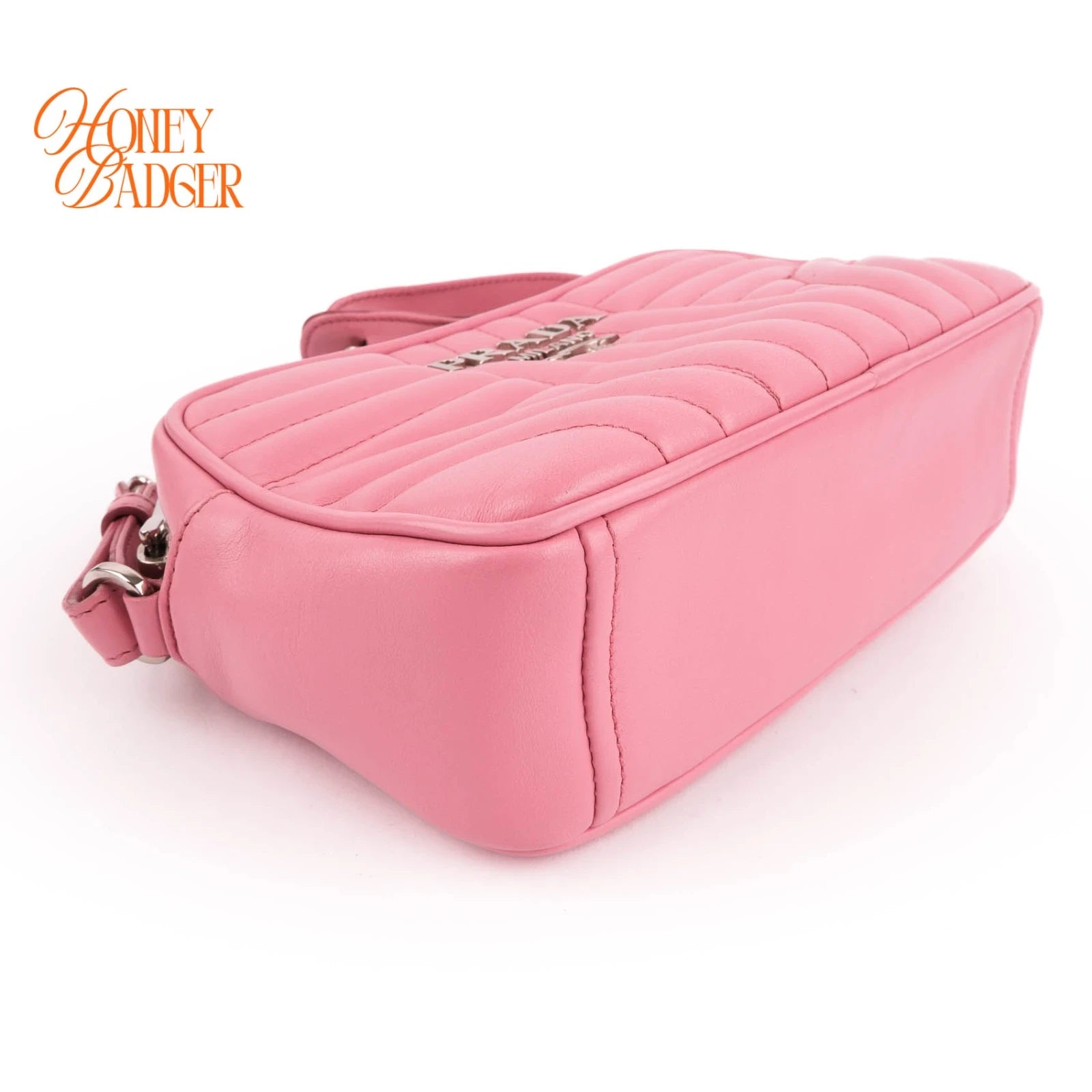 Prada Diagramme Camera Bag Pink Leather Grade A