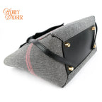 Celine Belt Bag Mini Striped Cotton Canvas Black Calfskin Gold Hardware Rank AB