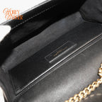 Saint Laurent Kate Small Bicolor Logo Chain Shoulder Bag Black Leather 469390