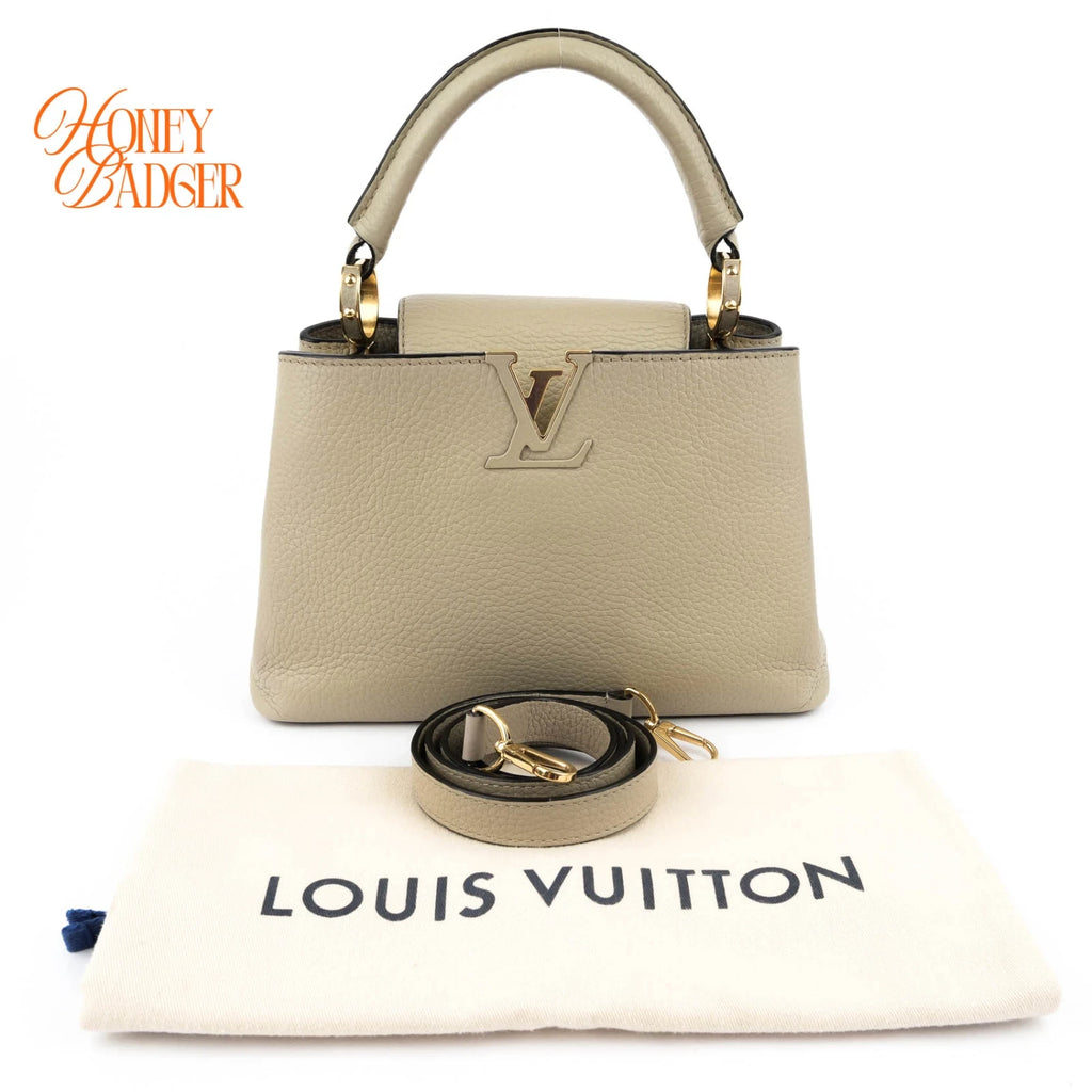 Louis Vuitton Capucines BB Taurillon Leather Galet Gray Gold Hardware Rank A