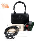 Gucci Bamboo 1947 Small Black Leather 2-Way Bag Rank AB