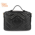 Gucci GG Marmont Top Handle Quilted Leather Black Web Strap 2-Way Bag Rank A
