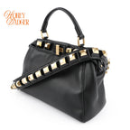 Fendi Peekaboo Mini Studded Black Leather Rank A