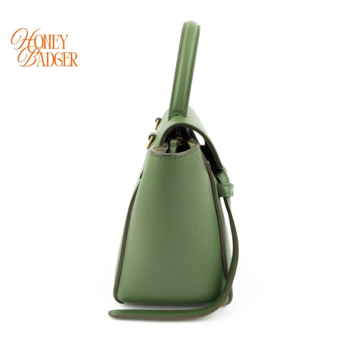Celine Nano Belt Bag Grained Calfskin Green Gold Hardware Rank A