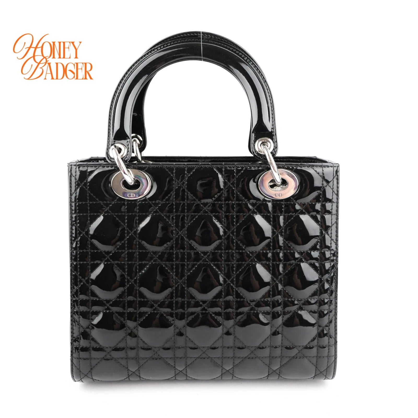 Dior Lady Dior Medium Black Patent Rank A
