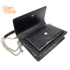 Saint Laurent Sunset Mini Croc-Embossed Leather Navy Rank A