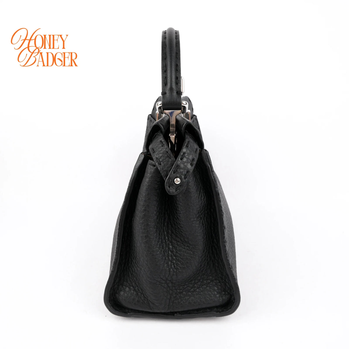 Fendi Peekaboo Mini Selleria Grained Leather Black Rank A