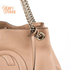 Gucci Soho Chain Tote Beige Leather Shoulder Bag Rank AB