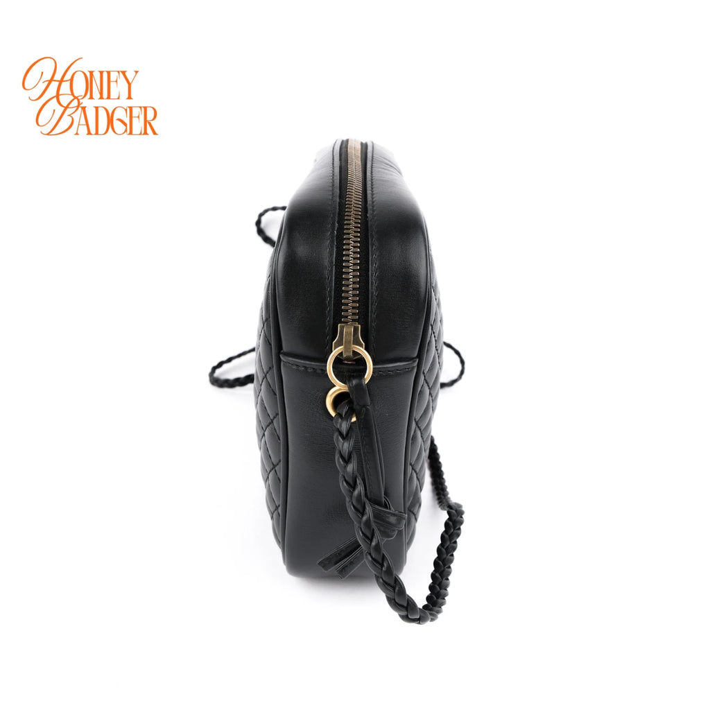 Gucci Quilted Leather Small Web Black Crossbody Shoulder Bag Rank A