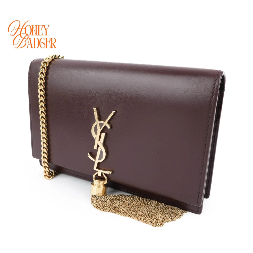 Saint Laurent Paris Kate Small Chain Shoulder Bag Bordeaux Leather Gold Hardware 452159