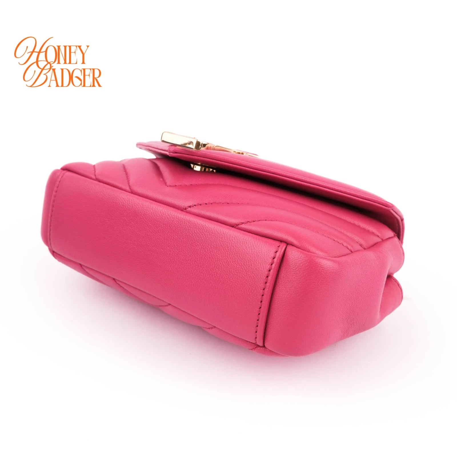 Saint Laurent Monogram Mini Chain Shoulder Bag Pink Leather Silver Hardware