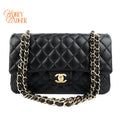 Chanel Matelasse 25 Double Flap Double Chain Leather Black Rank AB