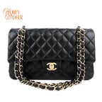 Chanel Matelasse 25 Double Flap Double Chain Leather Black Rank AB