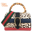Gucci Dionysus Bamboo Top Handle Medium Leopard Calf Hair Multicolor Gold Hardware Rank A