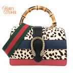 Gucci Dionysus Bamboo Top Handle Medium Leopard Calf Hair Multicolor Gold Hardware Rank A