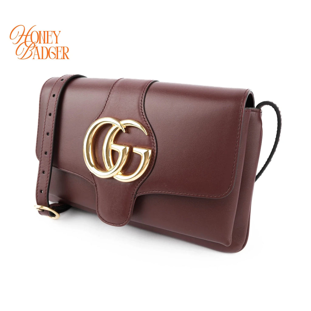 Gucci Arli Shoulder Bag Bordeaux Leather Gold Hardware Crossbody 550129
