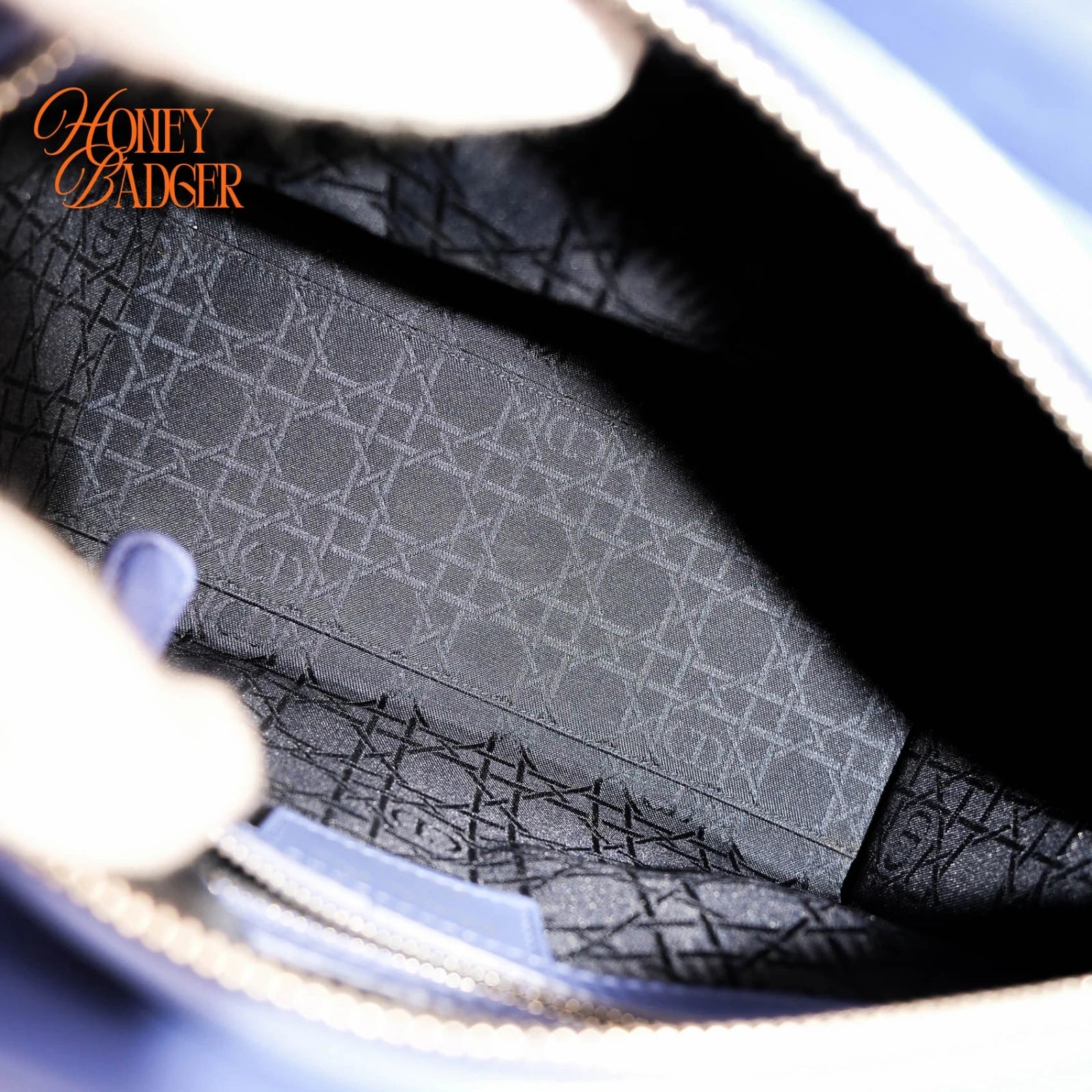 Dior Lady Dior Medium in blue lambskin, Grade A condition.