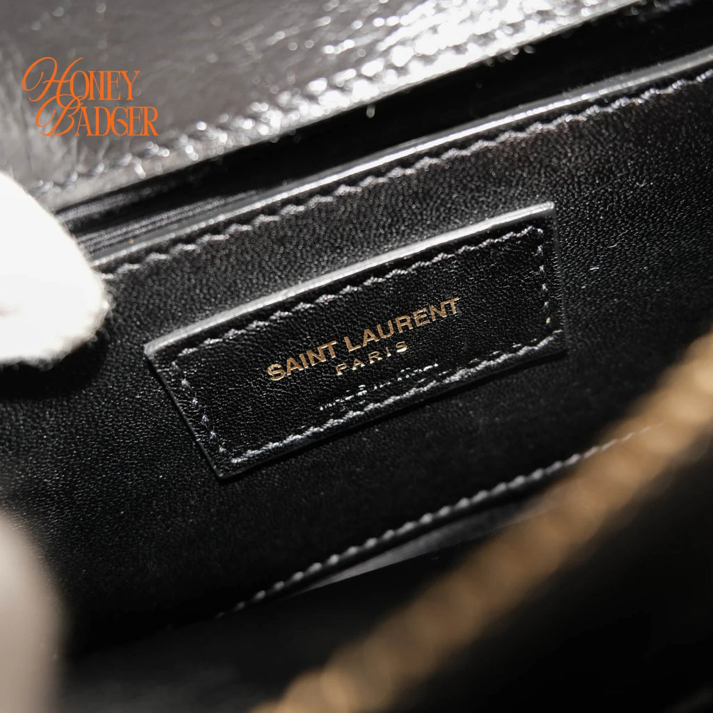 Saint Laurent College Medium Quilted Oil Leather 2WAY Bag Black 428056