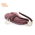 Dior Saddle Medium Oblique Jacquard Burgundy Rank A