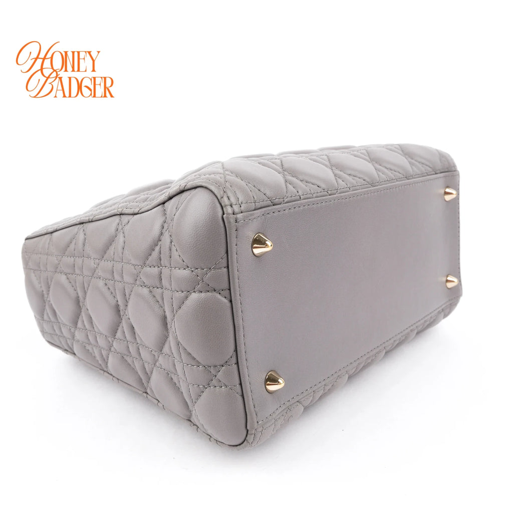 Dior Lady Dior Medium Cannage Lambskin Gray Rank A