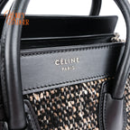 Celine Luggage Nano Tweed Black Leather 2-Way Bag Rank AB