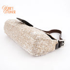 Fendi Baguette 26424 Beaded Embroidery Off-White/Dark Brown Rank B