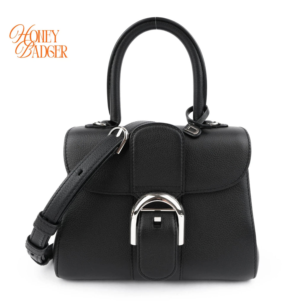 Delvaux Brillant Mini Grained Leather Black Silver Hardware Rank A
