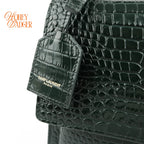 Saint Laurent Sunset Medium Croc-Embossed Leather Green Gold Hardware Rank A