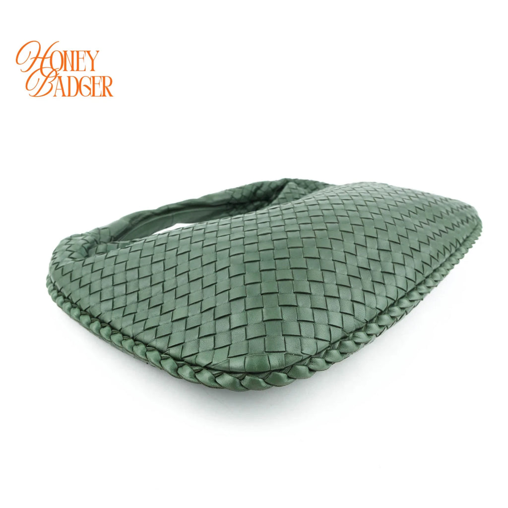 Bottega Veneta Veneta Hobo Intrecciato Leather Green Rank A
